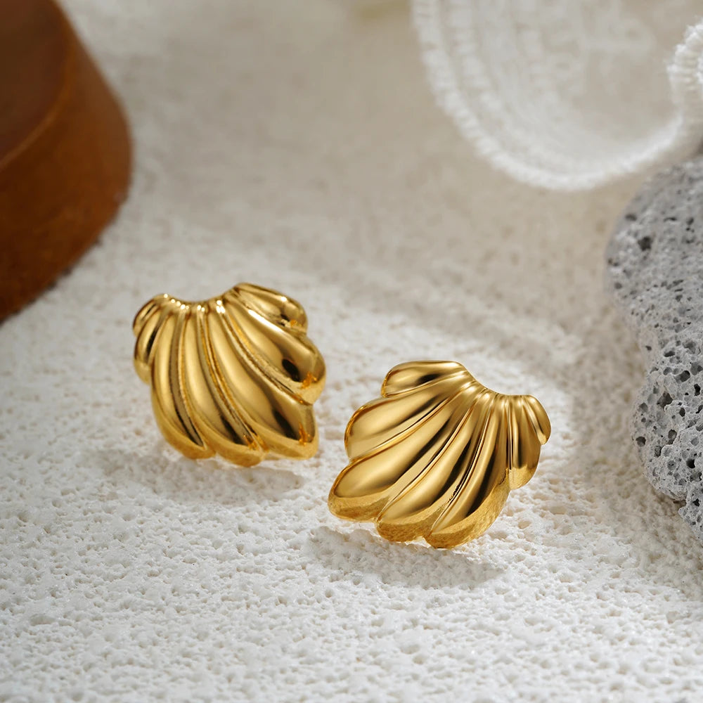 Fashion Glossy Three-Layer Textured Intersecting Knot Earrings for Women Gold Color Stainless Steel Earring Vintage Jewelry Gift