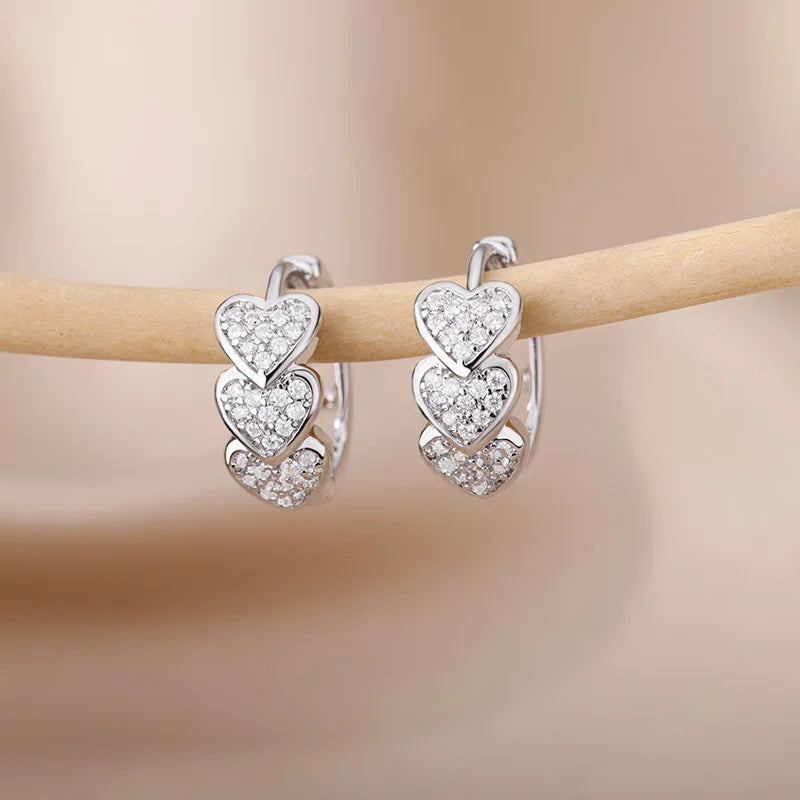 Fashion Love Round Cubic Zirconia Earrings For Women Men Gold Silver Copper Metal Earring Party Daily Jewelry