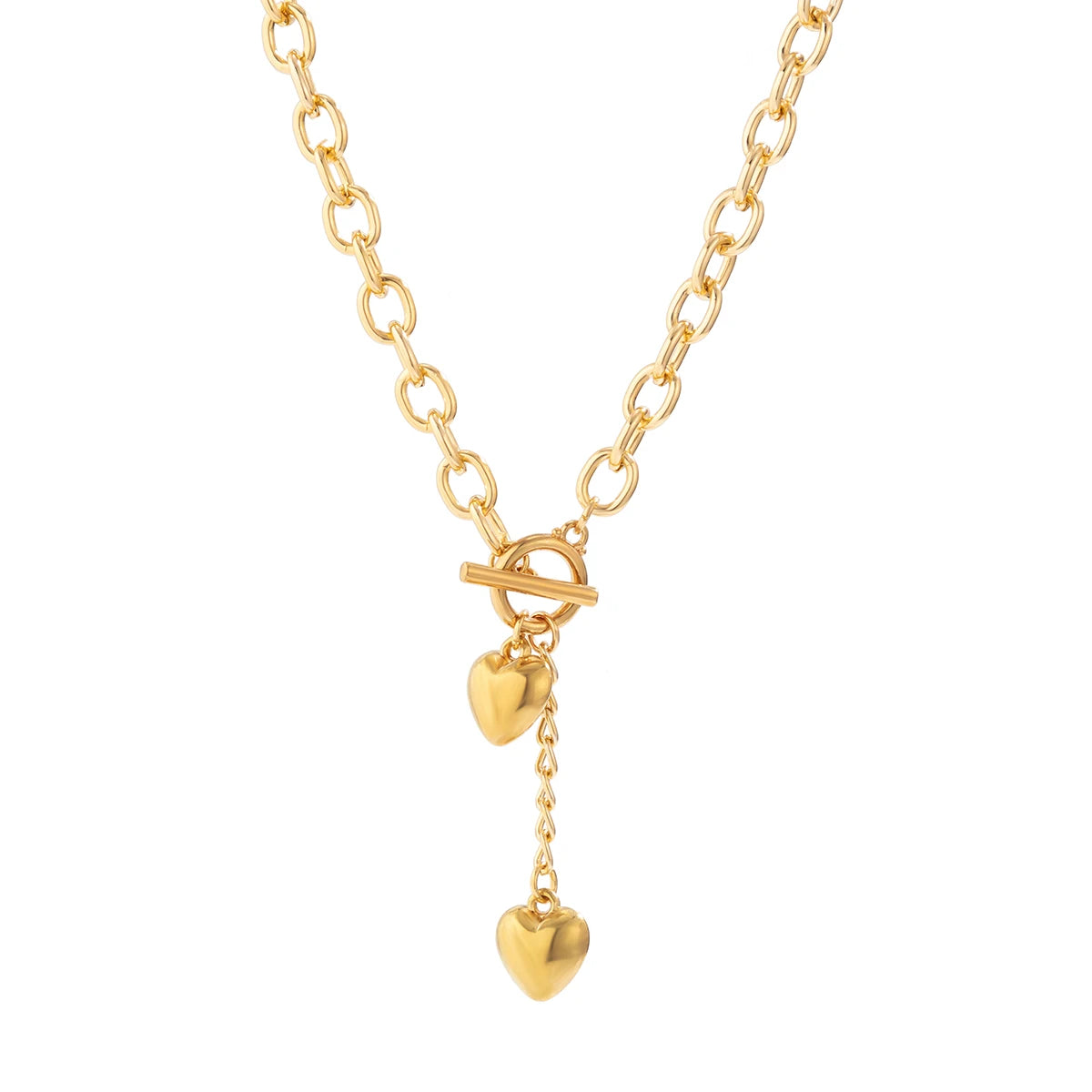 IngeSight.Z Vintage Metal Love Heart Pendant Necklace for Women Punk Gold Color OT Buckle Choker Necklace Female Party Jewelry