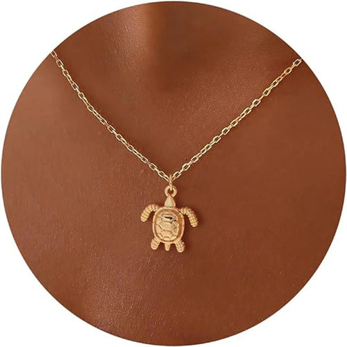 14K Gold Plated Stainless Steel Chain Necklace Conch Shell Turtle Starfish Necklace Summer Beach Dainty Jewelry for Women Girl