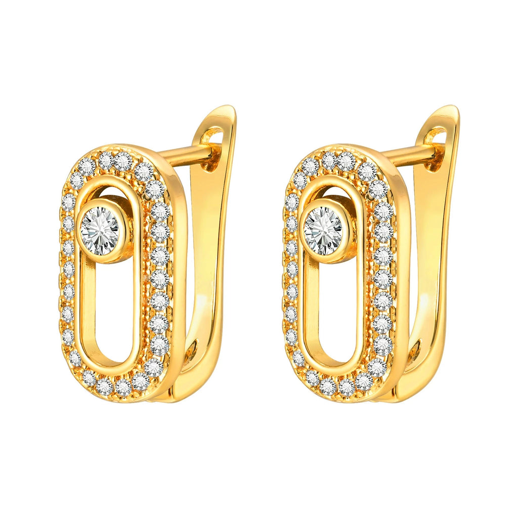 Fashion Love Round Cubic Zirconia Earrings For Women Men Gold Silver Copper Metal Earring Party Daily Jewelry
