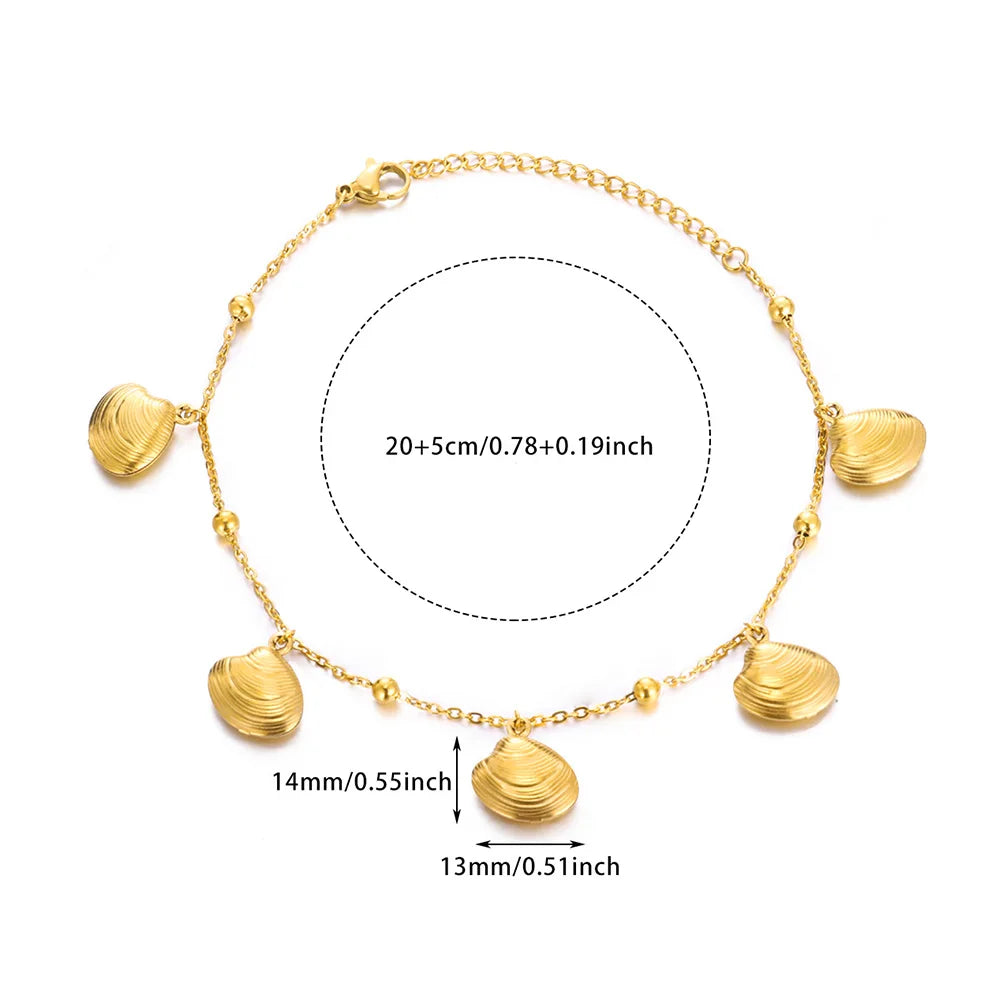 Cute Ocean Animal Anklets for Women Stainless Steel Gold Color Leg Chain Ankle Bracelet Summer Beach Foot Jewelry Accessories