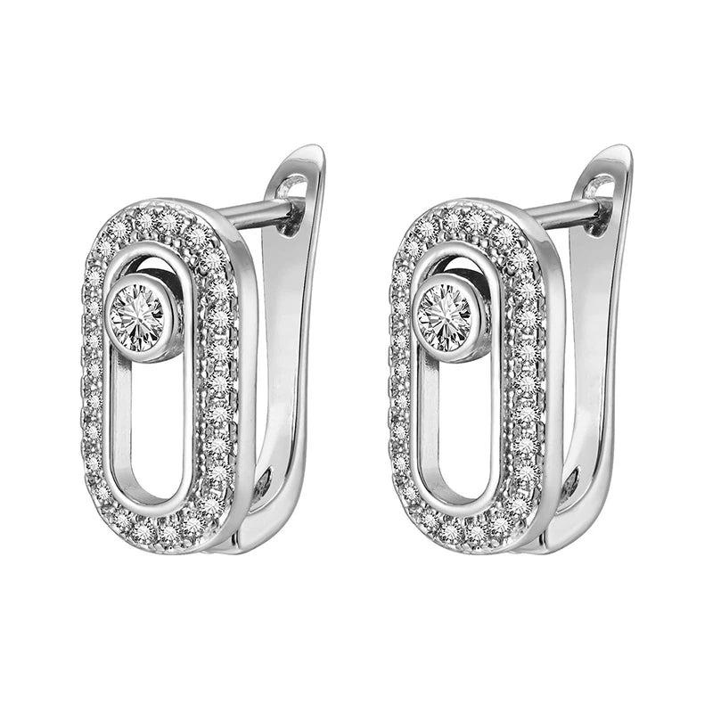 Fashion Love Round Cubic Zirconia Earrings For Women Men Gold Silver Copper Metal Earring Party Daily Jewelry