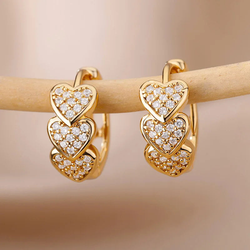 Fashion Love Round Cubic Zirconia Earrings For Women Men Gold Silver Copper Metal Earring Party Daily Jewelry