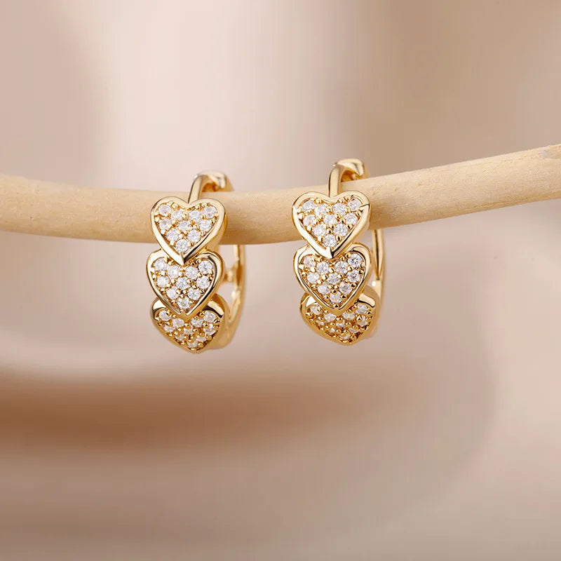 Fashion Love Round Cubic Zirconia Earrings For Women Men Gold Silver Copper Metal Earring Party Daily Jewelry