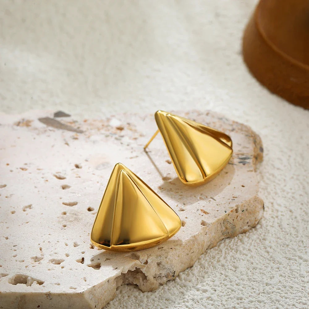 Fashion Glossy Three-Layer Textured Intersecting Knot Earrings for Women Gold Color Stainless Steel Earring Vintage Jewelry Gift