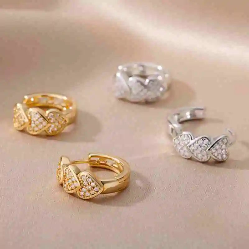 Fashion Love Round Cubic Zirconia Earrings For Women Men Gold Silver Copper Metal Earring Party Daily Jewelry