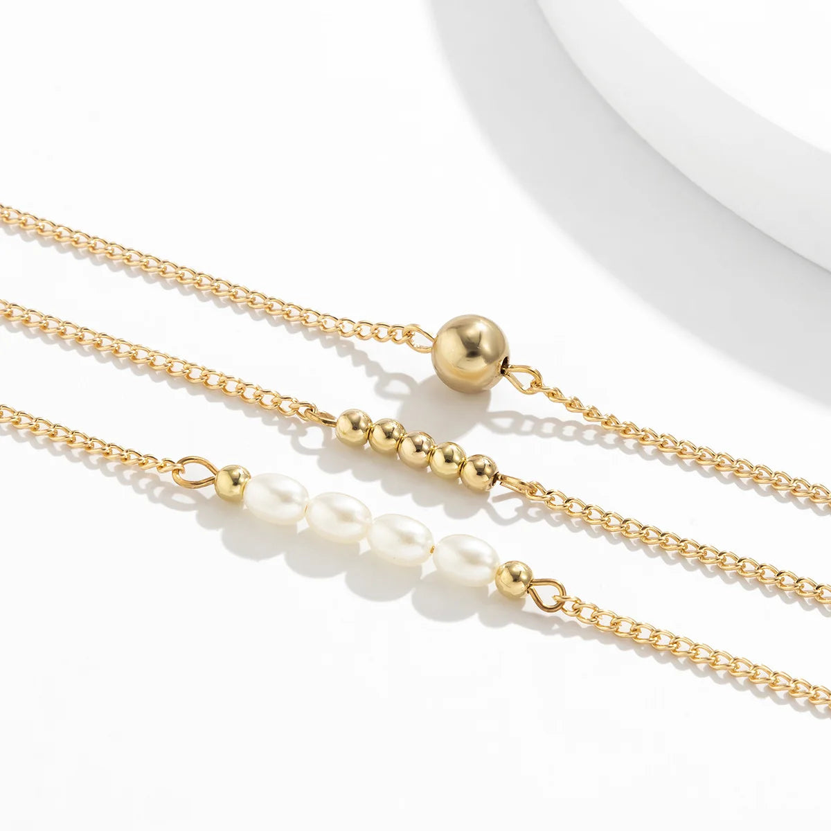Vintage Simple Imitation Pearl Gold Color Bead Anklet Set Women's 2022 Fashion Metal Summer Beach Slipper Anklets Girls Jewelry