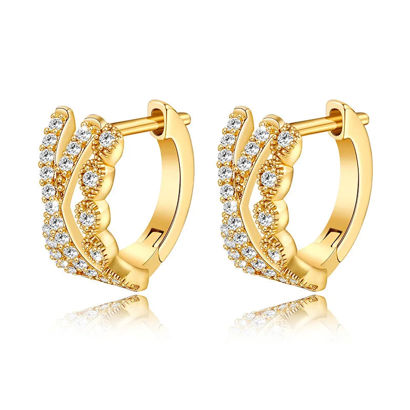 Fashion Love Round Cubic Zirconia Earrings For Women Men Gold Silver Copper Metal Earring Party Daily Jewelry