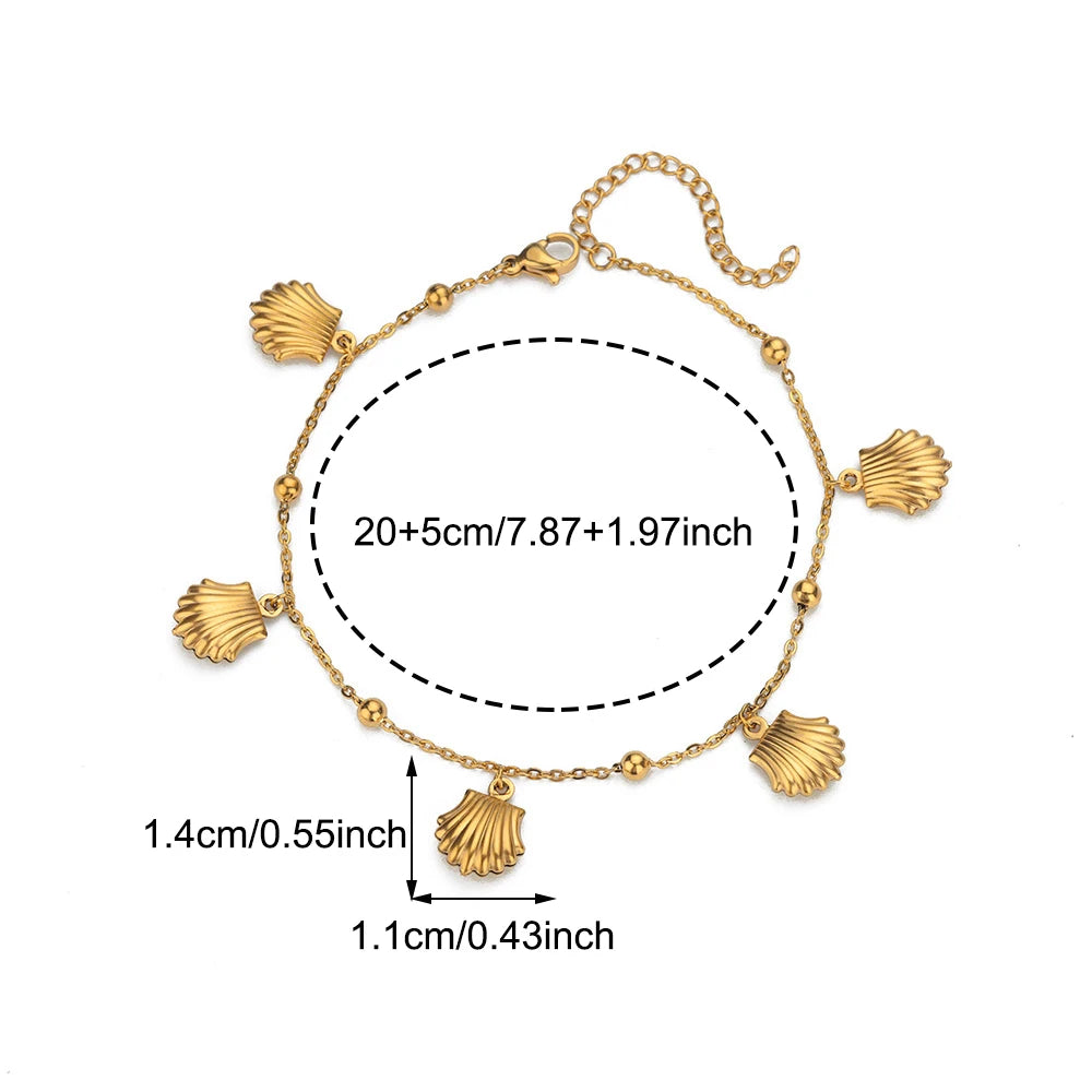 Cute Ocean Animal Anklets for Women Stainless Steel Gold Color Leg Chain Ankle Bracelet Summer Beach Foot Jewelry Accessories