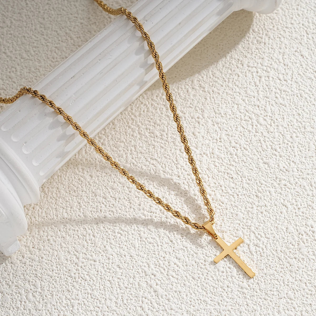 New Stainless Steel Cross Pendant Necklace for Men Women Minimalist Gold Color Jewelry Male Female Necklaces Chokers Gifts 2024