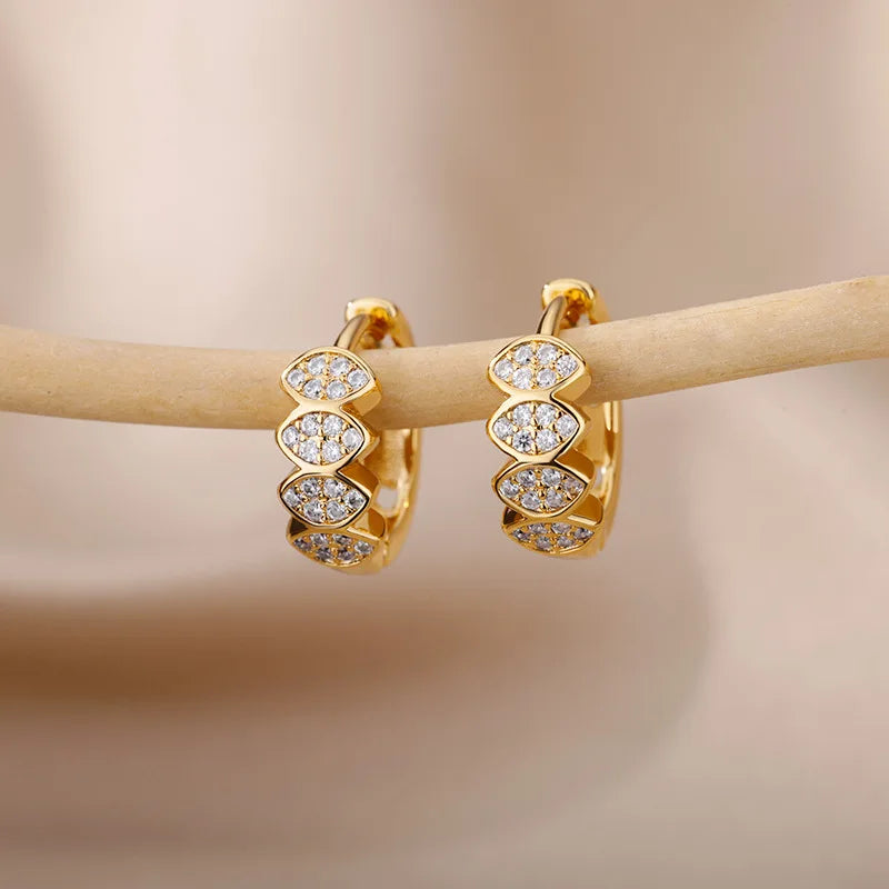 Fashion Love Round Cubic Zirconia Earrings For Women Men Gold Silver Copper Metal Earring Party Daily Jewelry