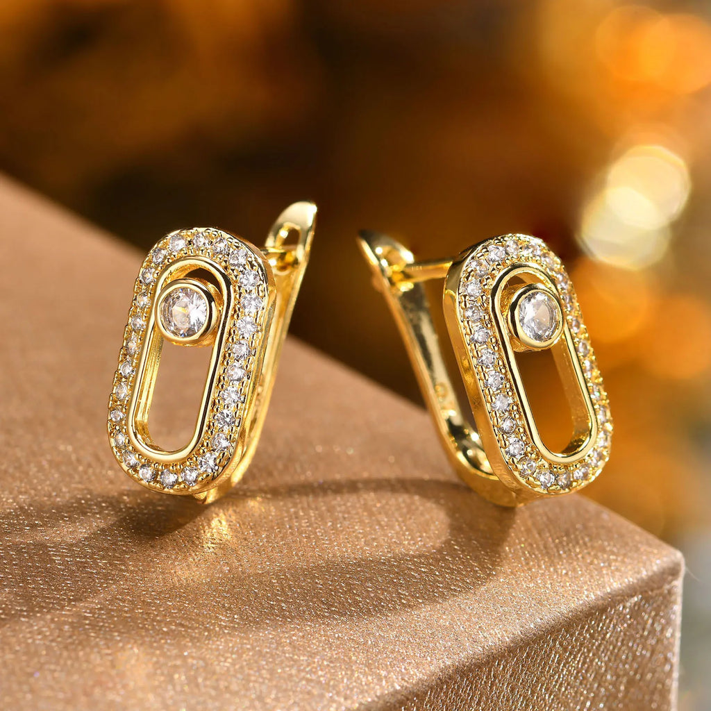 Fashion Love Round Cubic Zirconia Earrings For Women Men Gold Silver Copper Metal Earring Party Daily Jewelry