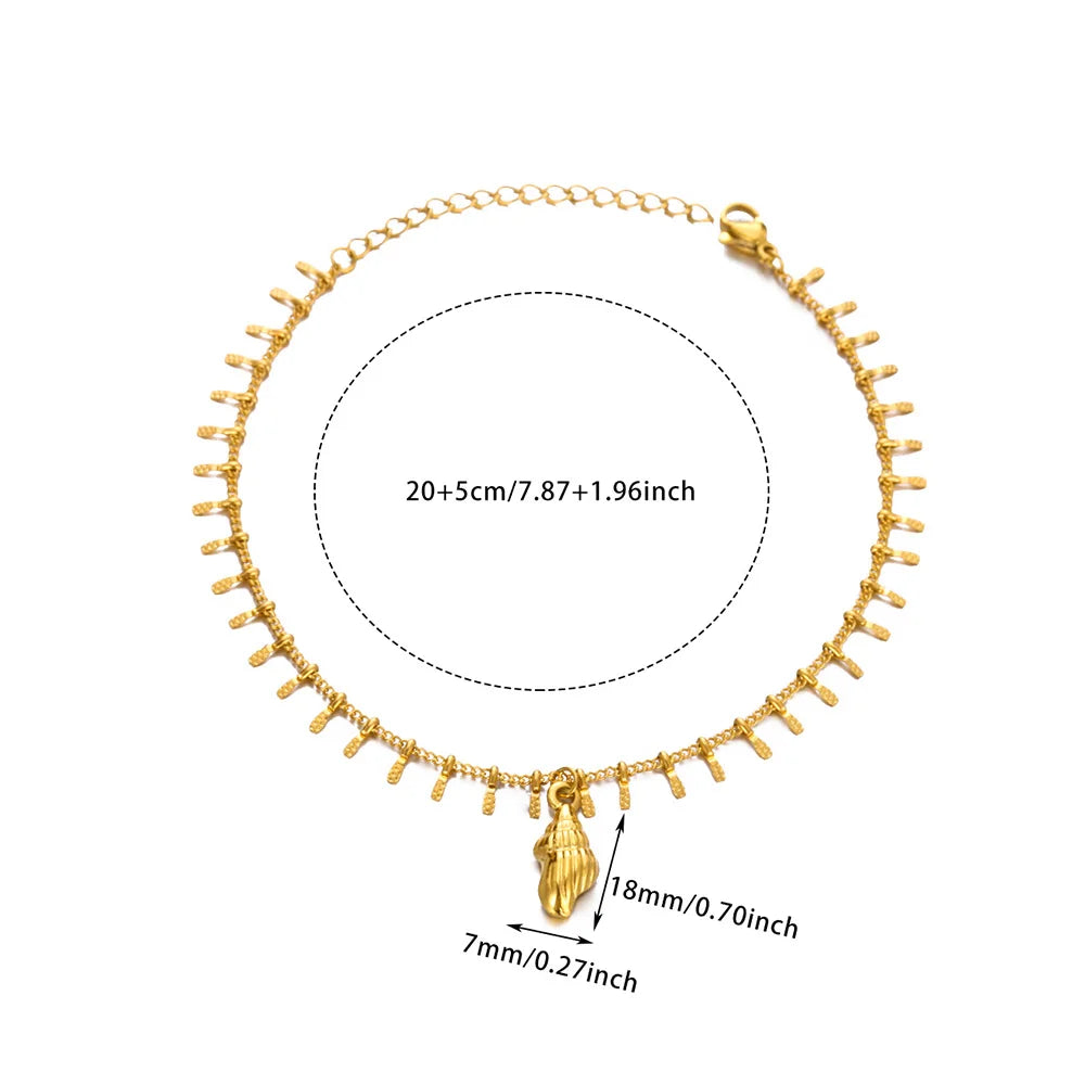 Cute Ocean Animal Anklets for Women Stainless Steel Gold Color Leg Chain Ankle Bracelet Summer Beach Foot Jewelry Accessories