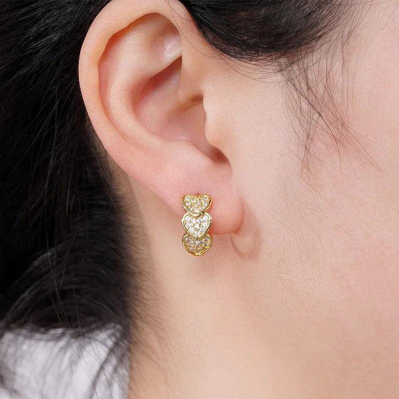Fashion Love Round Cubic Zirconia Earrings For Women Men Gold Silver Copper Metal Earring Party Daily Jewelry